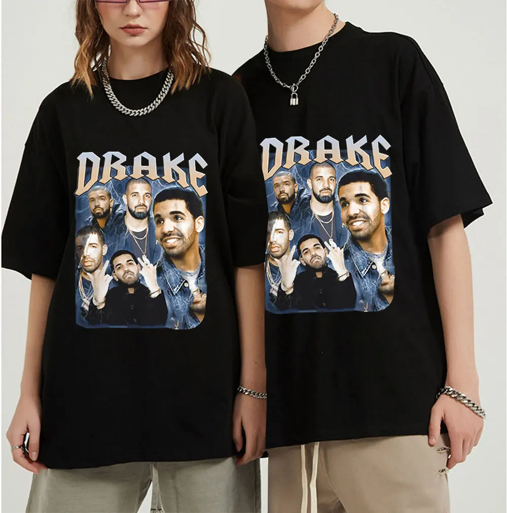 

Drake Rapper 90s Vintage Unisex Black Tshirt Men T Shirt Casual Retro Graphic T Shirts Cotton T-shirt Man Woman Tees Tops