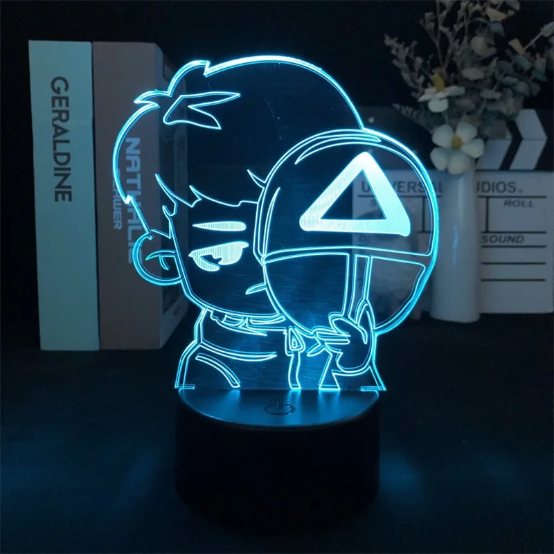 

Led Night Light Alarm Clock Base Light Squid Game Master NPC Decoration Color with Remote Projector Bedroom Table Children