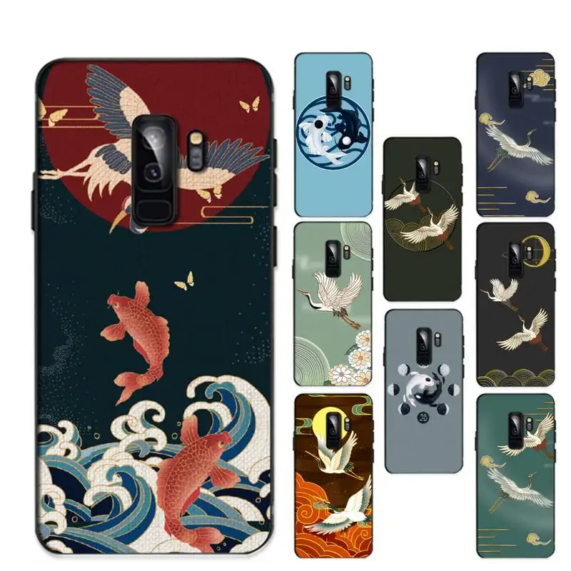 

Crane And Koi Chinese Style Phone Case for Samsung S20 lite S21 S10 S9 plus for Redmi Note8 9pro for Huawei Y6 cover