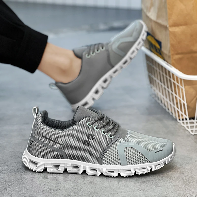 Men's Running Shoes Lace Up Men's Shock Absorbing Sports Shoes Lightweight and Comfortable Mesh Breathable Walking Sports Shoes