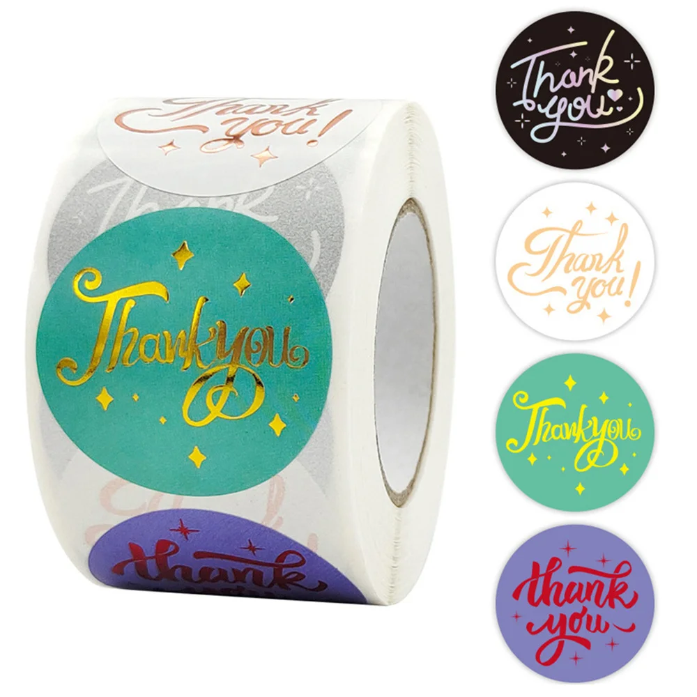 

500pcs Rainbow Laser Foil Thank You Stickers 1.5inch Small Business Stickers Adhesive Labels for Boutiques Wrapping Supplies