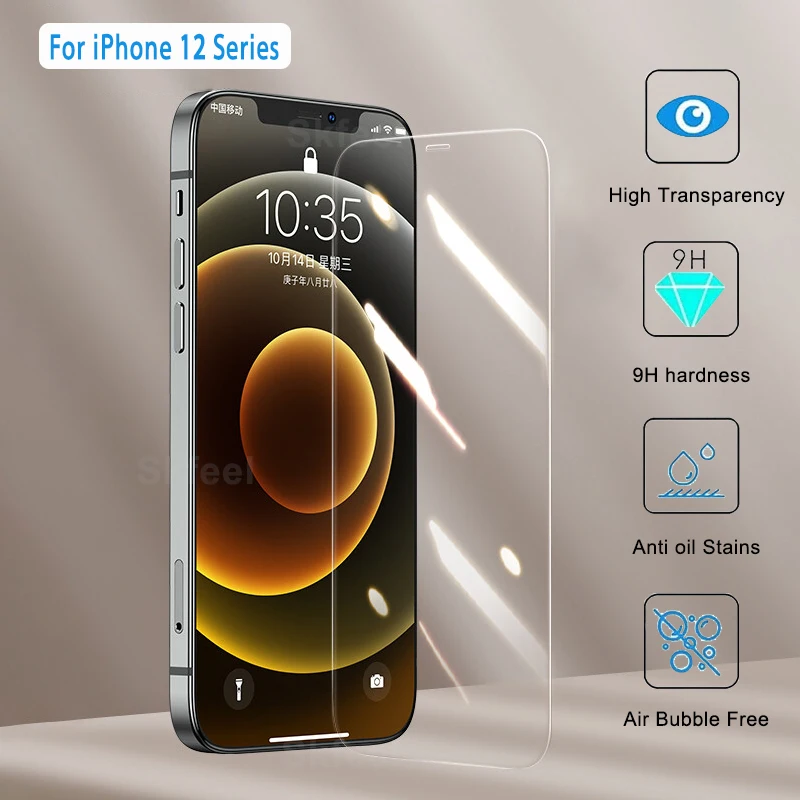 

9H Transparent Protective Film on iPhone 12 Pro Max Screen Protector Tempered Glass For iPhone 12 Mini Clear Safety Cover Glass