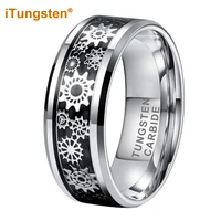 itungsten 6mm 8mm carbon fiber gear inlay dropshipping tungsten finger ring men women wedding band trendy jewelry comfort fit