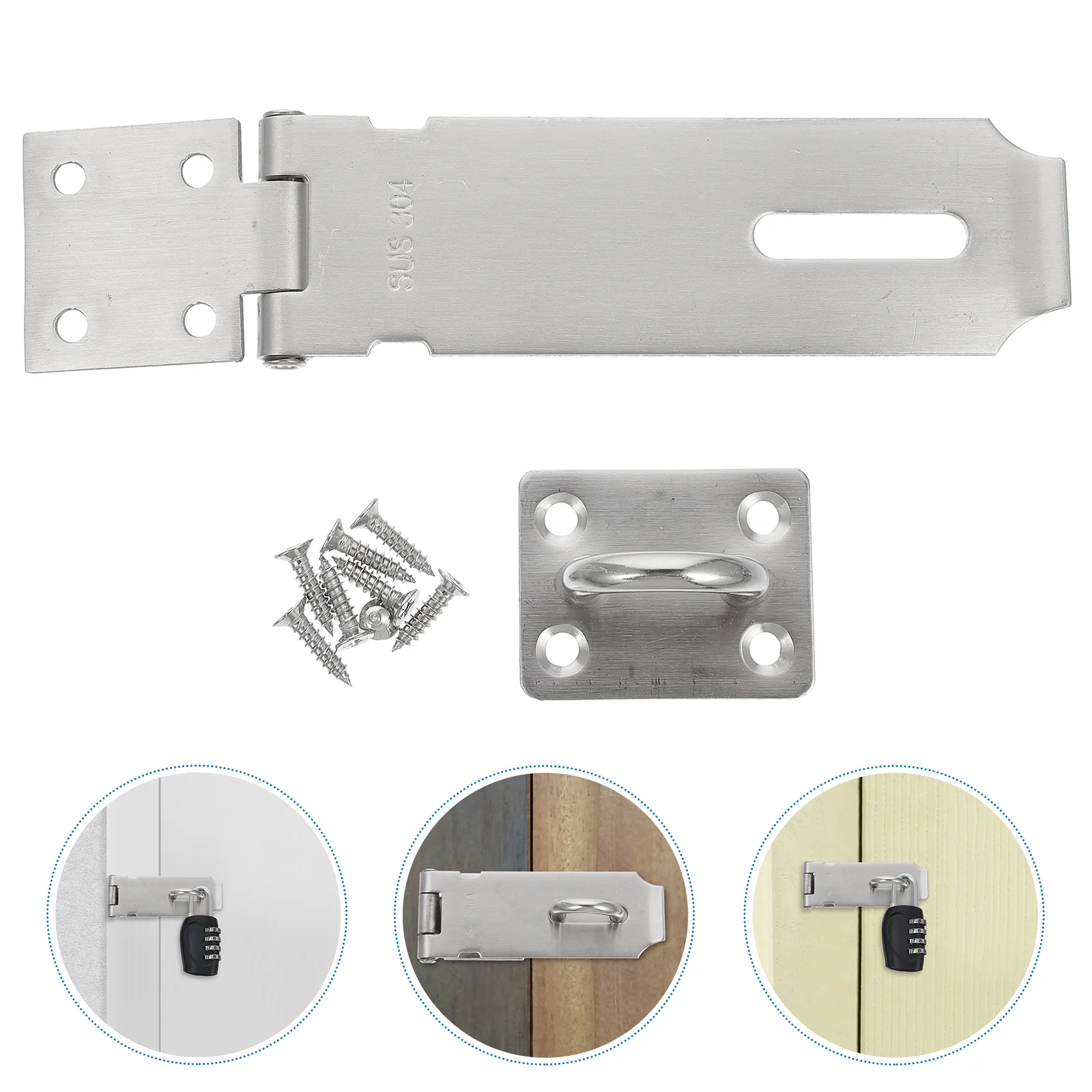 

Lock Door Haspgate Clasp Padlock Shed Stainless Steel Cabinet Buckle Safety Heavy Duty Padpadlockhinge Cover Rolldoors Latches