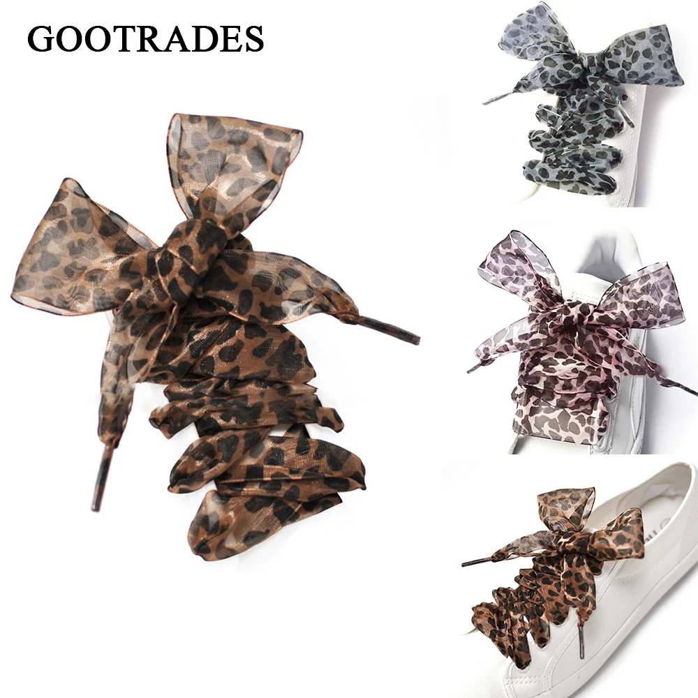 

Кружевные шнурки с леопардовым принтом, Очаровательное украшение для обуви, одна пара аксессуаров для обуви
