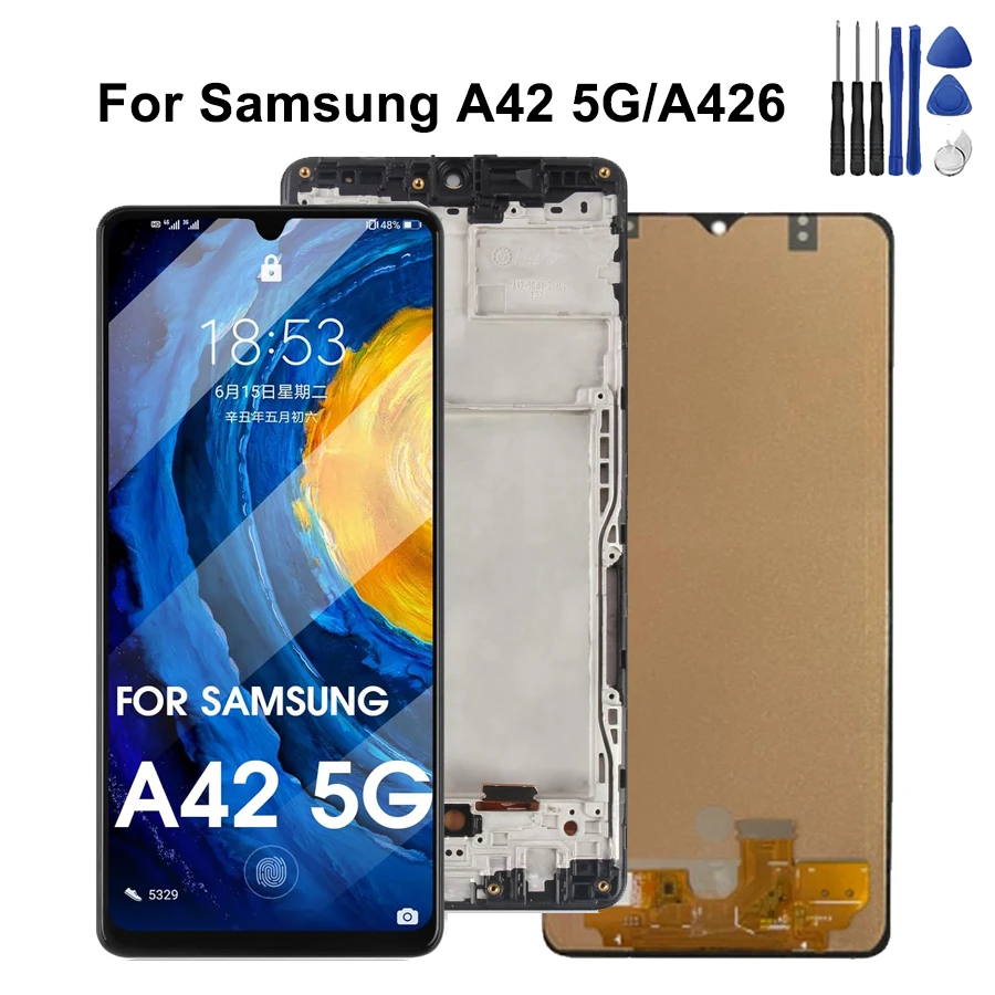 Super AMOLED для Samsung A42 5G дисплей A426B A426U ЖК-дисплей с сенсорным экраном и дигитайзером в