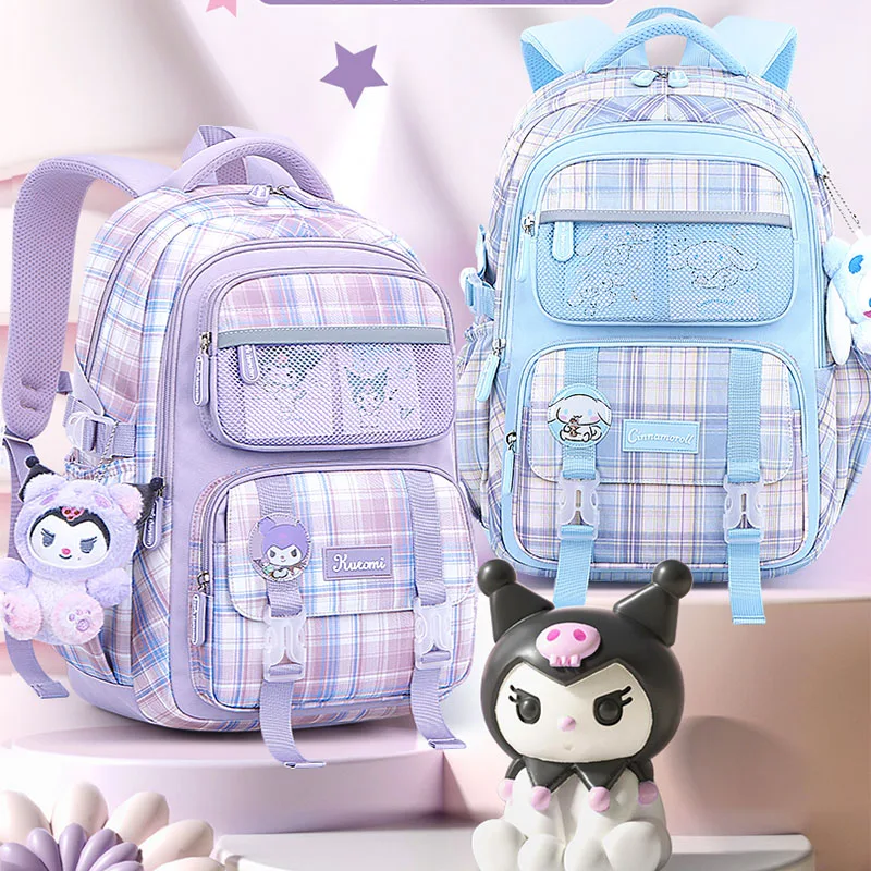 

Kawaii Sanrioed HelloKittyed Cinnamoroll Kuromi girls student load reduction backpack loose learning sundries storage bag