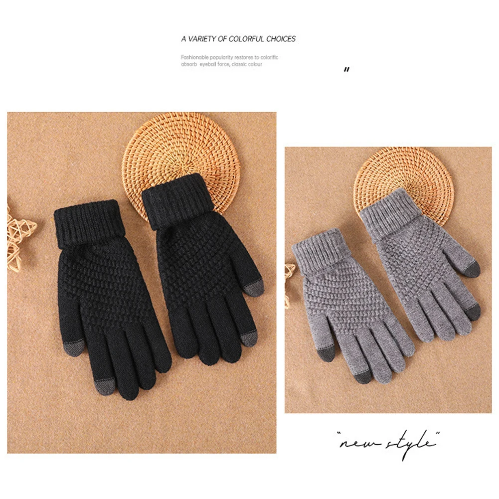 

Winter Knitted Warm Gloves For Women Non-Slip Wear-Resistance Thermal Gloves For Indoor Outdoor Wear