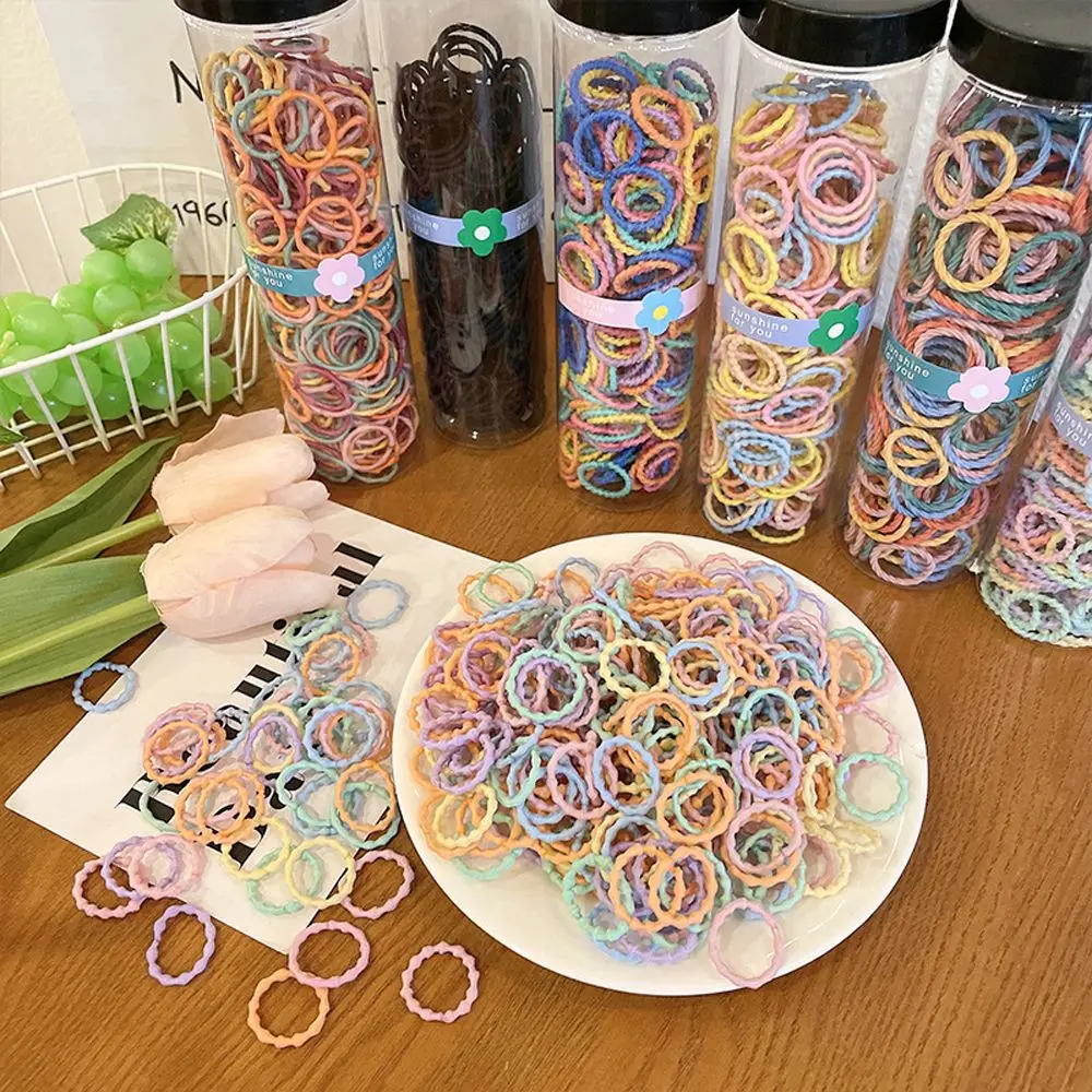 

300Pcs/Box Colorful Hair Tie Mini Elastic Cute Headdress Children's Hair Circle Korean Hair Rope Rubber Band