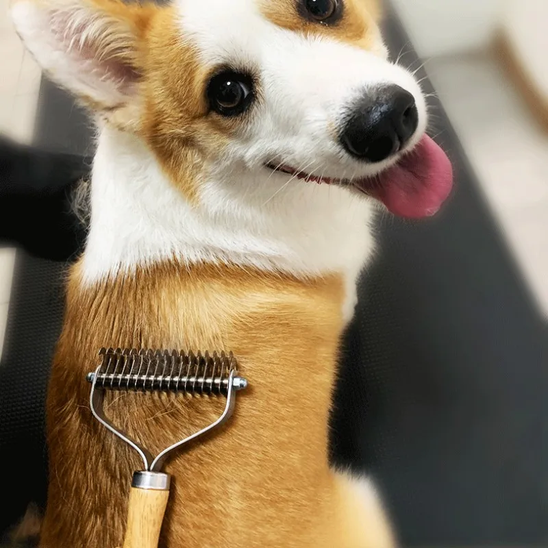 Расческа для собак с деревянной ручкой расческа из нержавеющей стали удаления