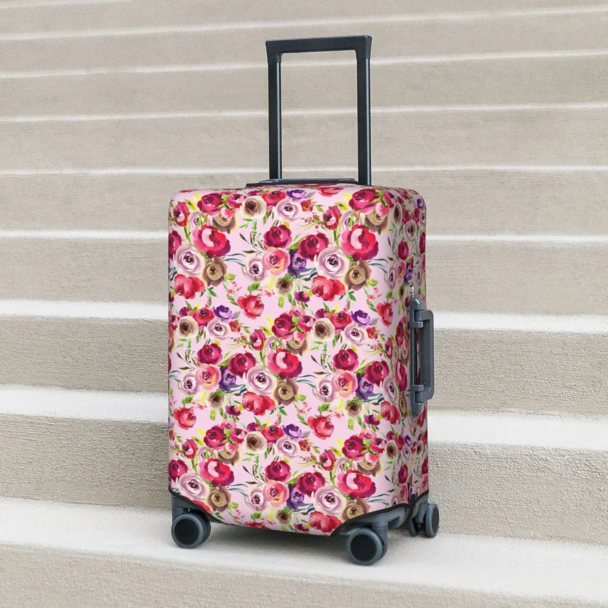 

Pretty Rose Suitcase Cover Holiday Watercolor Floral Useful Luggage Supplies Travel Protection