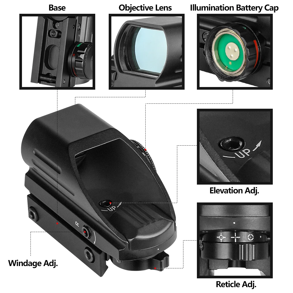 Фото Тактический красный точечный прицел TORQ SPINA HD103, 1x красный и зеленый точечный прицел, оптический прицел для походов на охоту №5