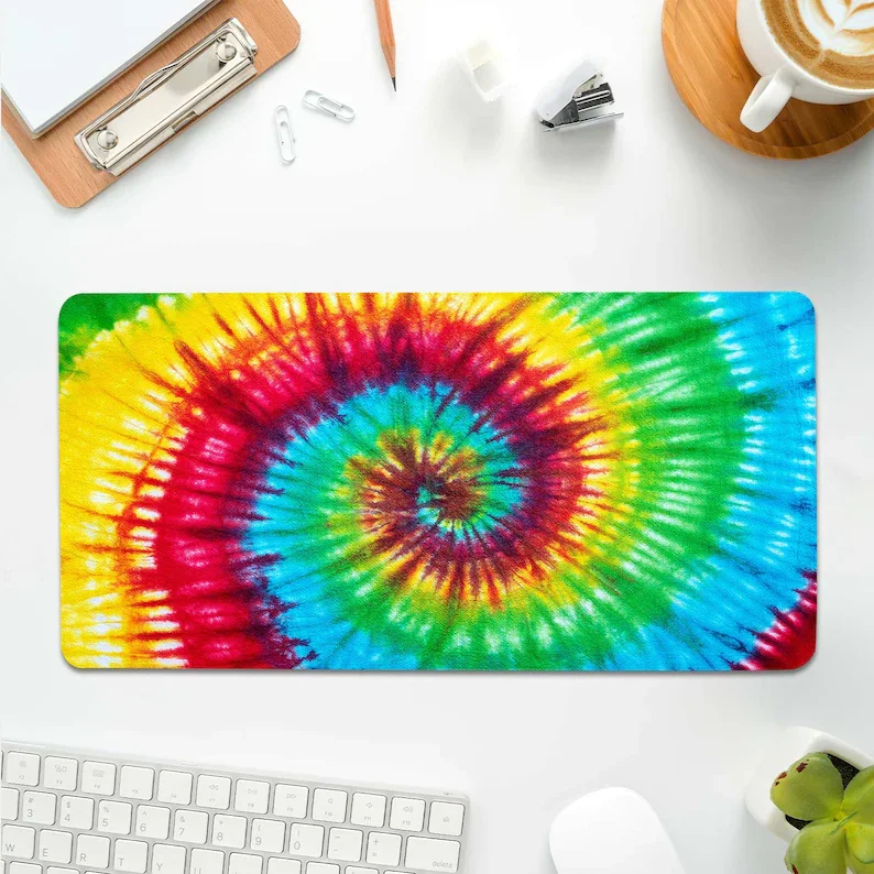 

Colorful Spiral Tie Dye Desk Pad Long ,Vintage Pattern Desk Mat ,Mouse Pad Large