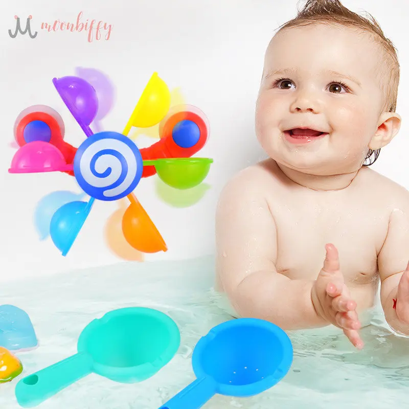 

Baby Bath Toys Colorful Waterwheel Bathing Sucker Bathtub Water Spray Play Set Shower Sprinkler Toy For Kids Toddler Children
