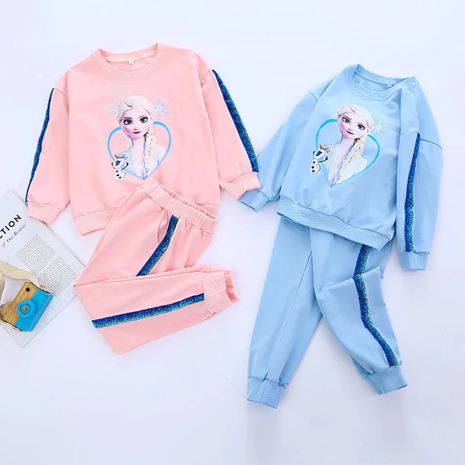 

Disney Girls Frozen Elsa Princess Clothes Cartoon Clothing Set 2pcs Kids Clothes Set Autumn Winter Toddler Kids Clothes