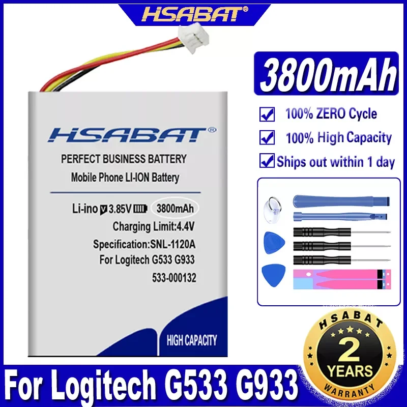 

3800mAh 533-000132 Battery for Logitech G533 G933 G533S G933S Headset Batteries