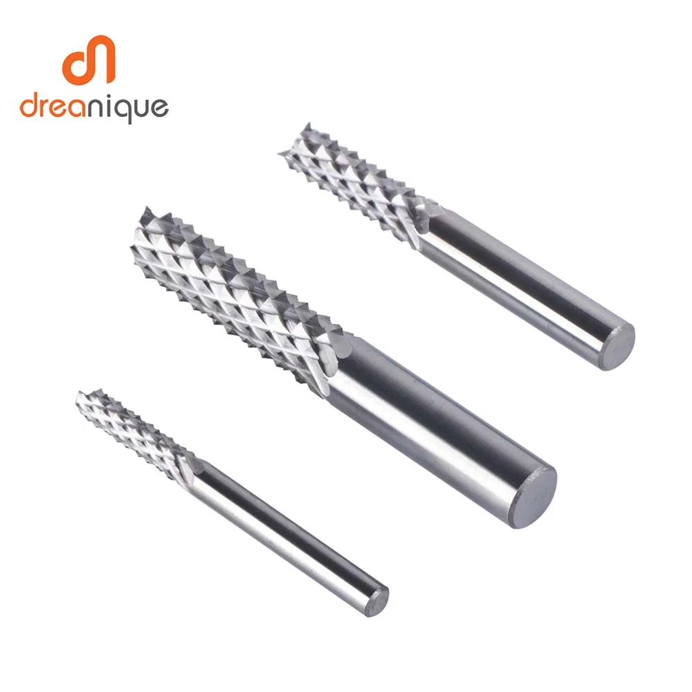 Фото Dreanique 1 шт. твердосплавные фрезы для кукурузы 3,1 мм, 4 мм, 6 мм, 8 мм, концевые фрезы для дерева, печатные платы, фрезерные инструменты из углеродного волокна №2