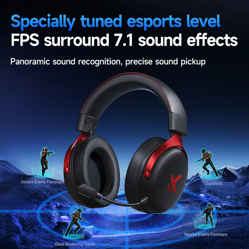 Фото Игровые наушники MCHOSE V9 Pro: беспроводная Bluetooth-гарнитура с тремя режимами и встроенным микрофоном, аксессуары для геймеров №4