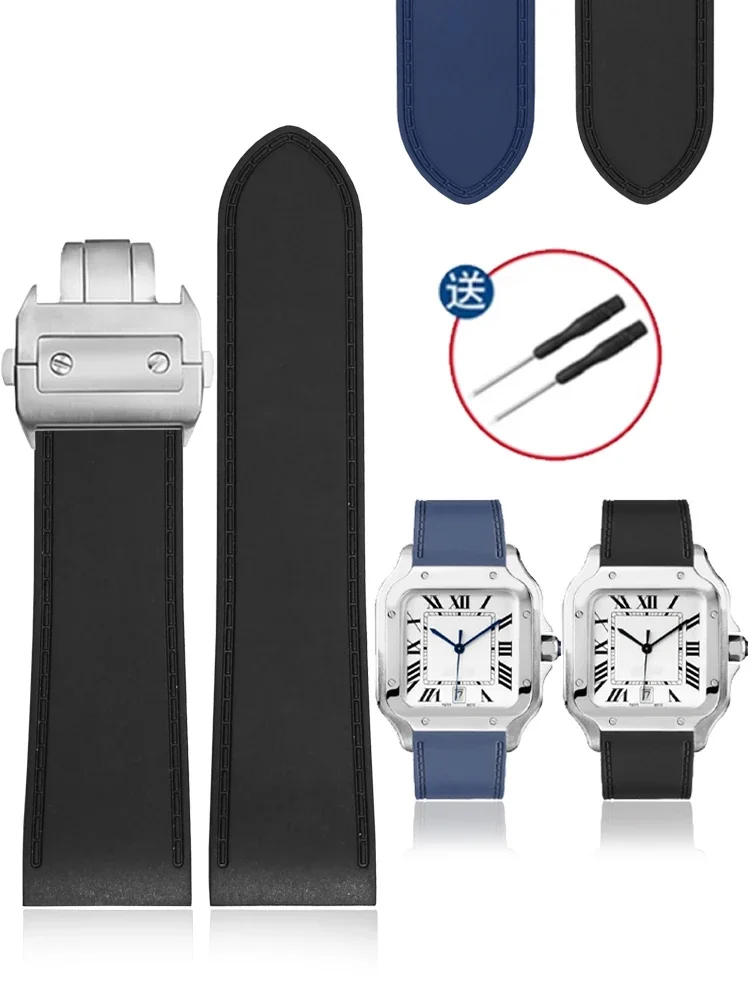 Силиконовый ремешок для часов Santos 100 Большой резиновый 23 25 мм