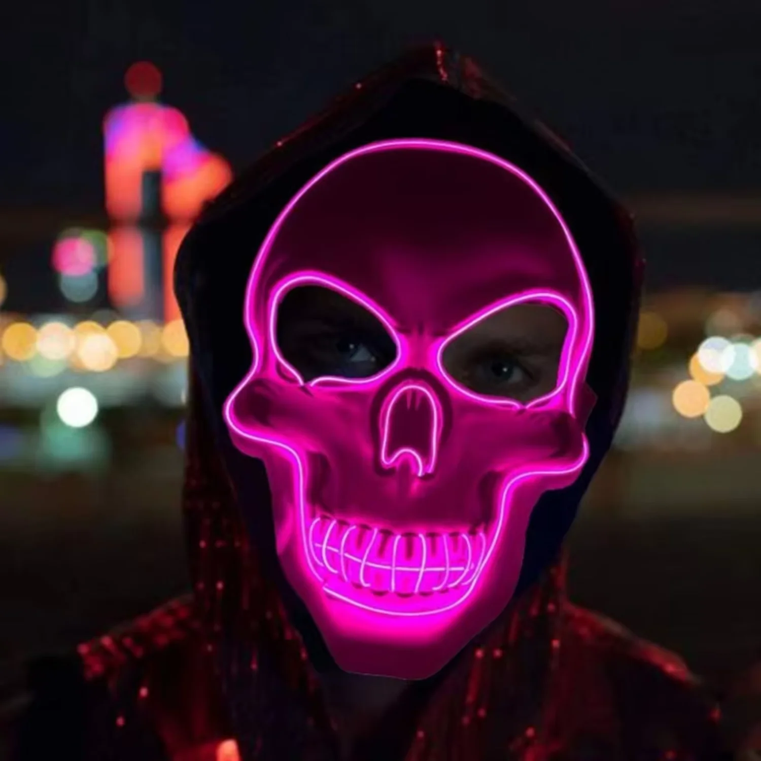 Halloween Party LED Flash Mask Light Up Scary Face Cosplay Costume Supplies Kids Adult Festival Gift