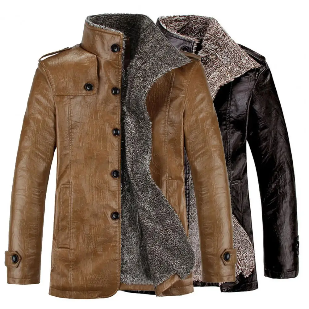 

Fashionable Male Jacket Windproof Pockets Warm Business Winter Jacket Men Coat Plush