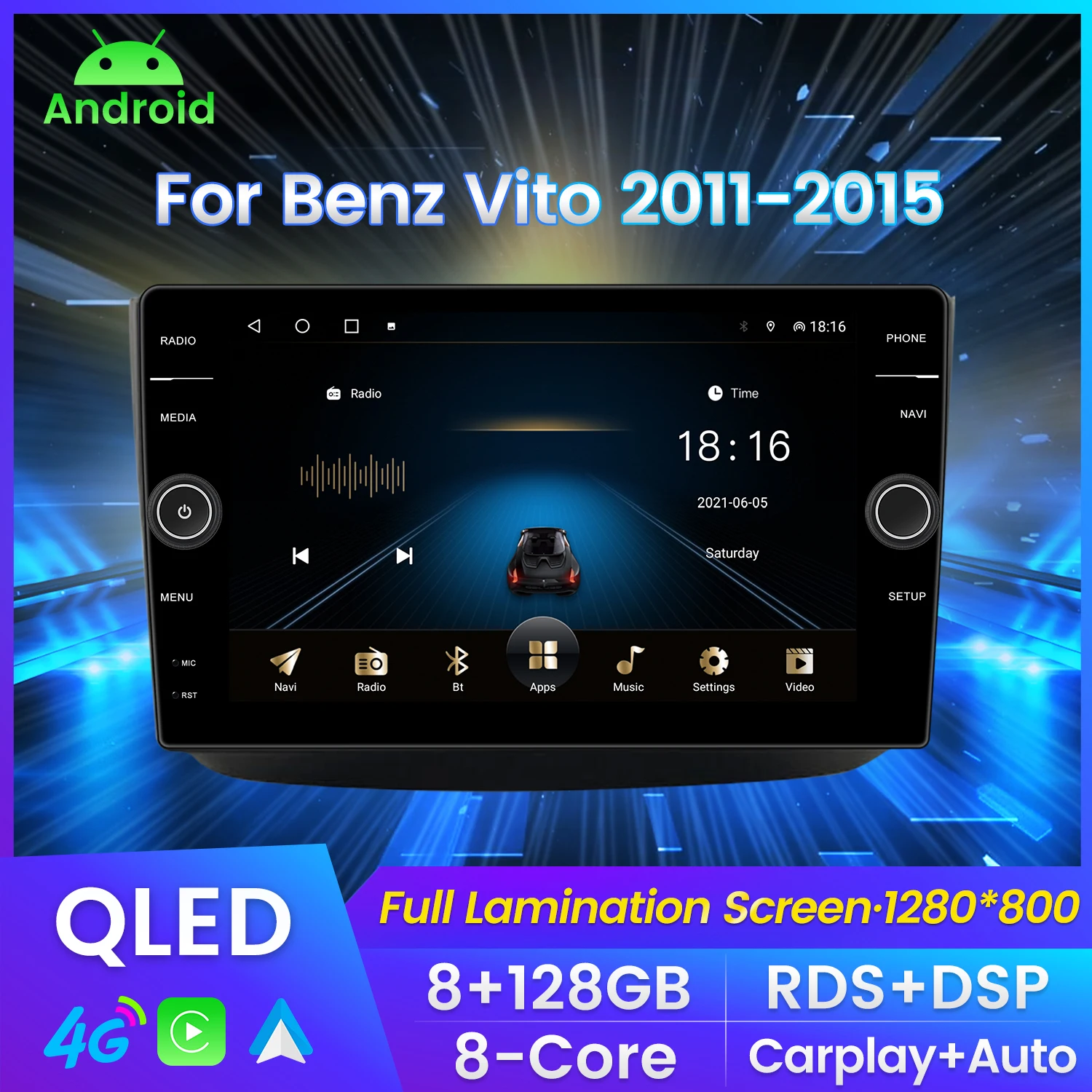2 DIN Android11 Car radio stereo screen For Mercedes Benz W209 W203 ML W163 Viano W639 Vito Vaneo auto audio 2din gps navigation