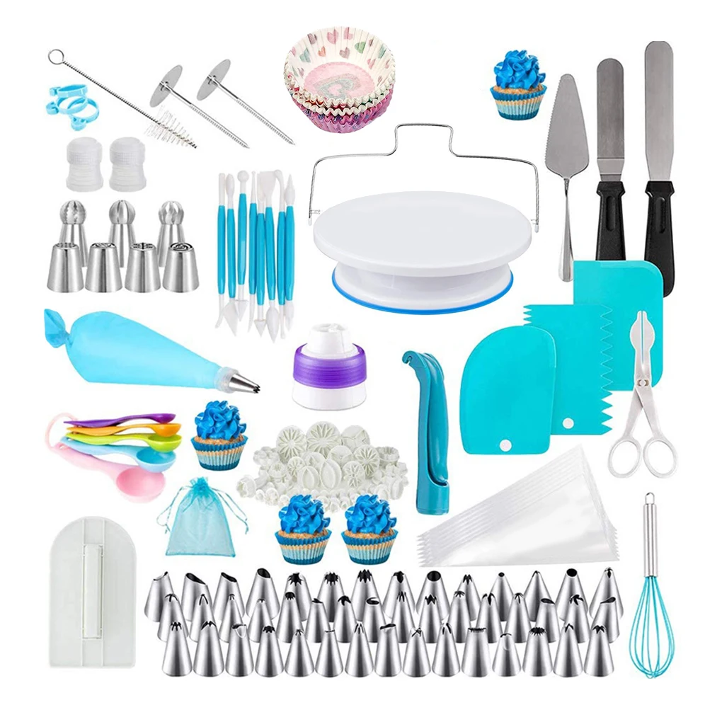 

420 Pieces Rotary Turntable Set Kitchen Baking Nozzle Kit Molds Piping Decorating Tools Household Bakeware Accessories
