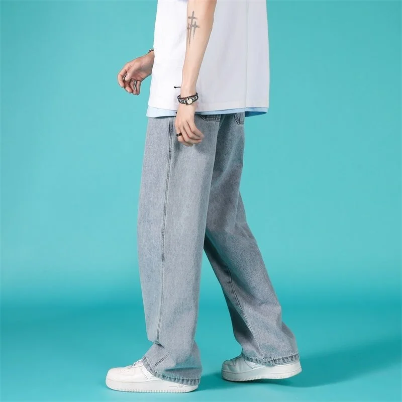 4 Colors Baggy Jeans Men Fashion Casual Wide Leg Jeans Men Streetwear Loose Hip Hop Straight Denim Pants Mens Trousers M-2XL