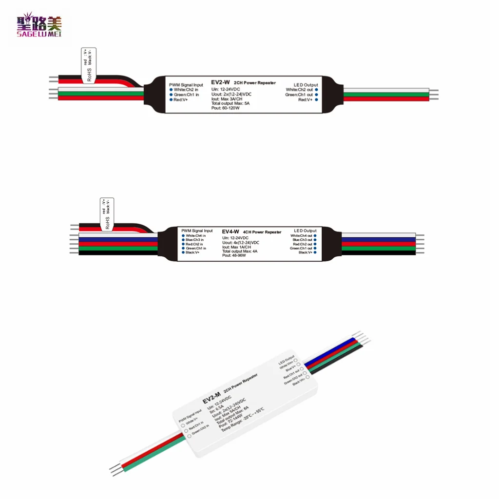

2CH 3A/5A 12V-24VDC CV Power Repeater MINI 4CH*1A LED PWM Signal Amplifier For Single color/Dual color RGB/RGBW LED Strip Light