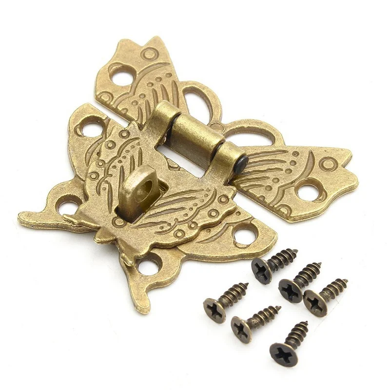 

1 Pc Vintage Alloy Box Latch Retro Beauty Butterfly Catch Wooden Jewelry Box Case Hasp Decoration Lock Fittings Accessories
