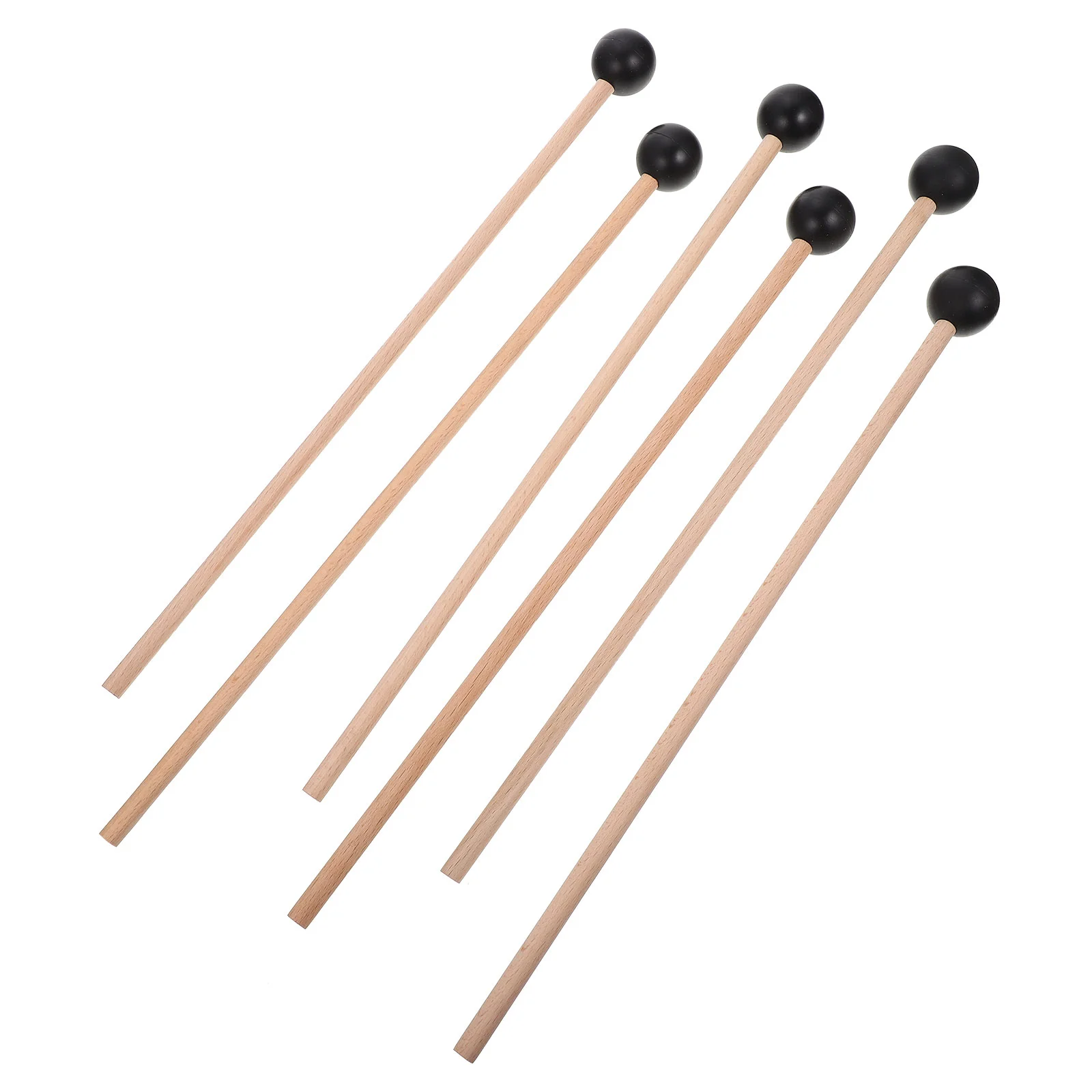 

6Pcs Wooden Rubber Mallets Percussion Instrument Accessories Marimba Hammers