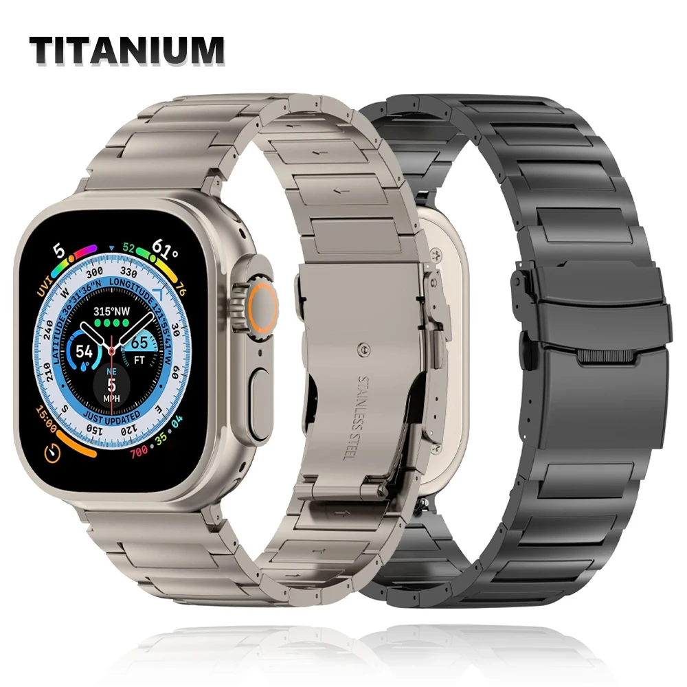 Ремешок титановый для Apple Watch Ultra 2 люксовый браслет iWatch Series 9 8 7 5 4 6 se 49 мм 41 45 40 42 44