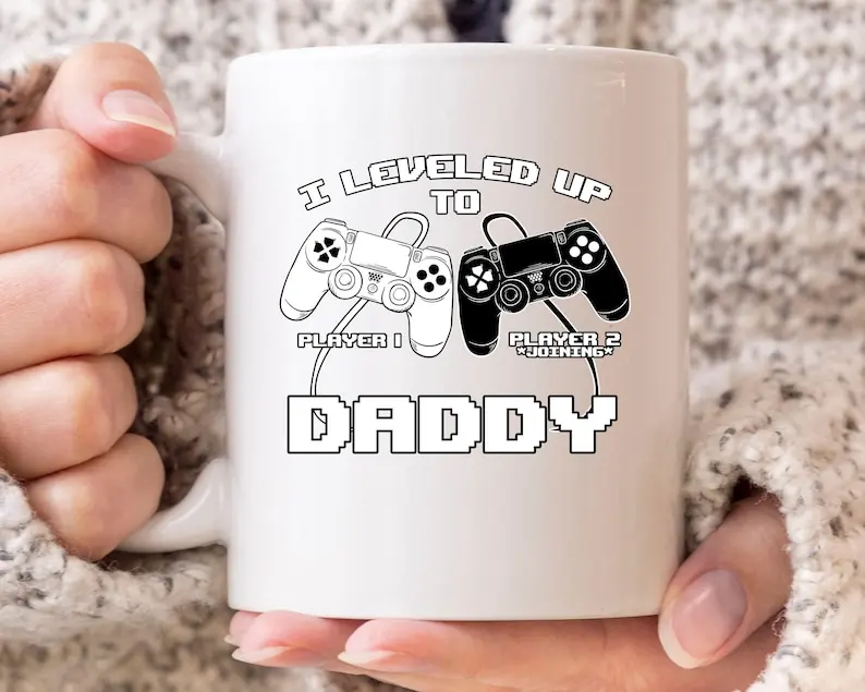 

I Leveled Up To Daddy Mug, Gaming Baby Announcement Coffee Cup For Soon To Be Daddy, Cute Video Game Gift For Gamer Dad, Gamer D