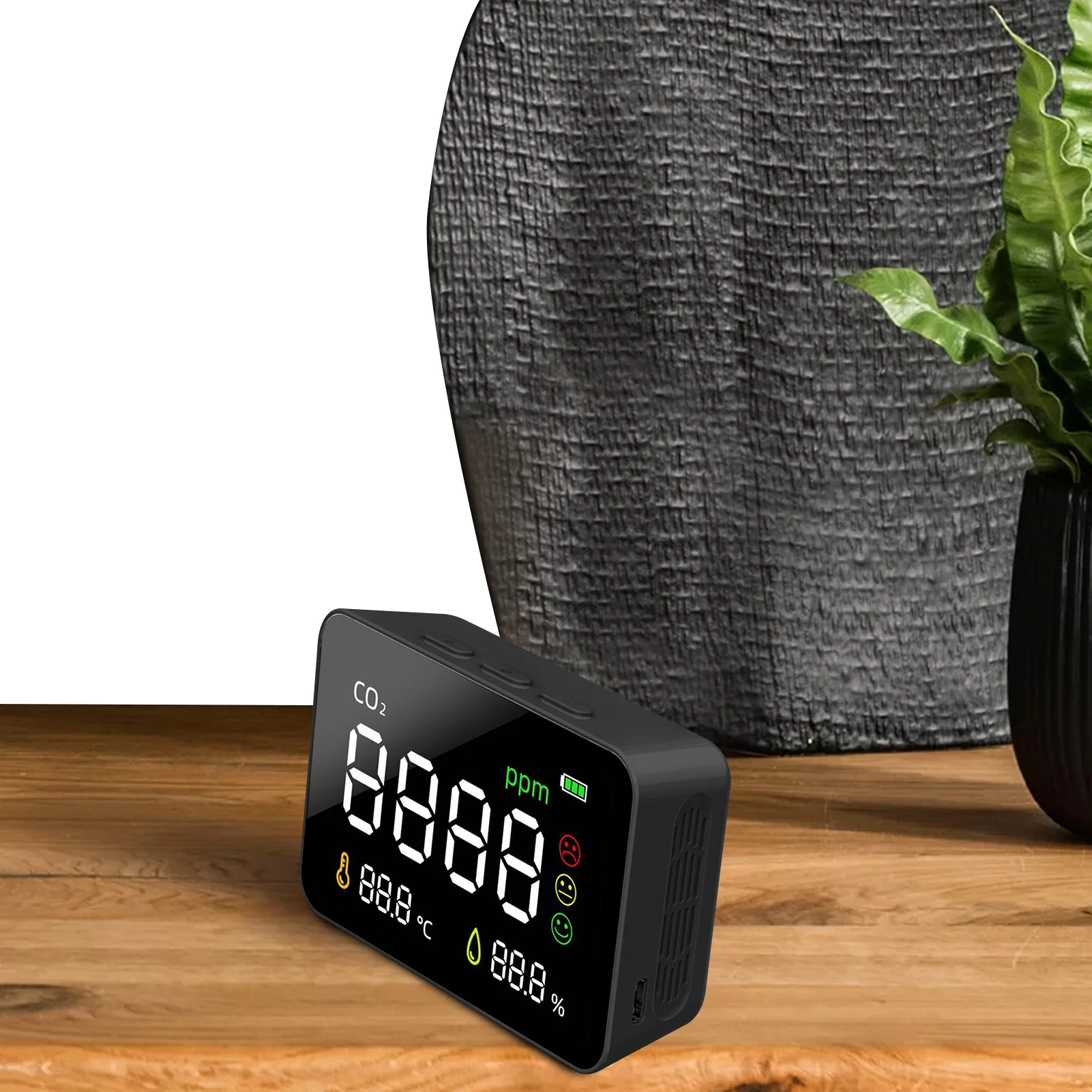 

CO2 Detector Carbon Dioxide Monitor Indoor Air Quality Monitoring Instrument Hangable Humidity Sensor With Alarm Function