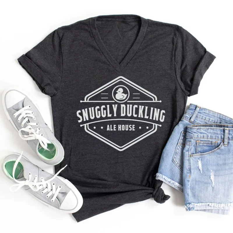 

Rheaclot Snuggly Duckling Ale House Women's Rapunzel Tangled Tee Graphic Summer Cotton V-Neck Top