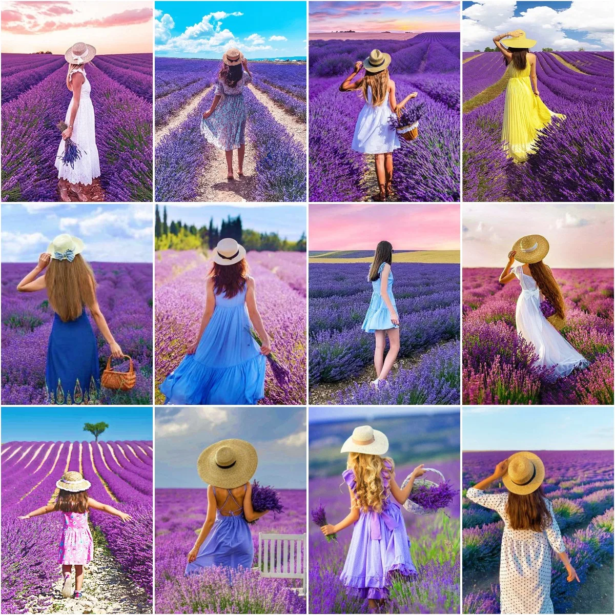 

Daimond-Diamond Painting Set for Adults, Full Diamond Cross Embroidery, Home Wall Decoration, Beginner, Lavender Girl, DIY