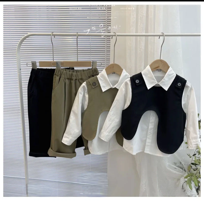 3 PCS set Spring Boy Clothing set 2022  Casual vest+ top+ Pant Kid Children baby toddler boy korea designer clothes 2-10 years
