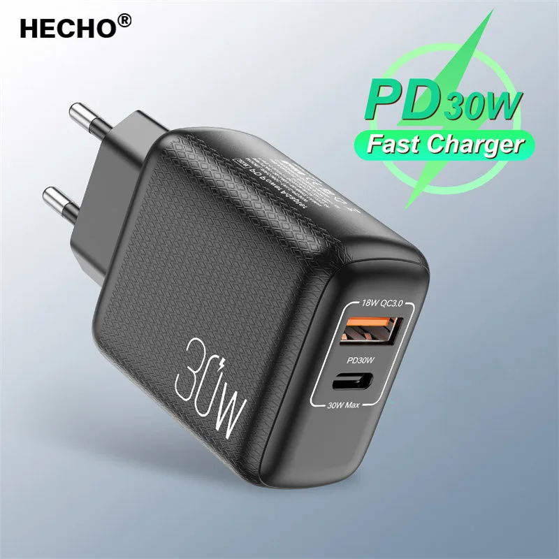 

2 Ports 30W USB Type C Quick Charge 3.0 QC PD Phone Charger QC3.0 18W PD3.0 Fast Charger For iPhone 13 12 Pro Max Xiaomi Mi 11