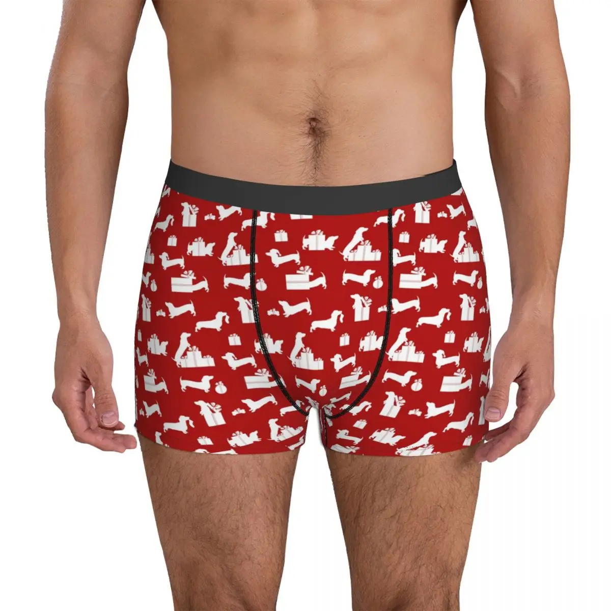 

Dachshund Print Underwear Funny Christmas Men Underpants Sublimation Classic Trunk Hot Boxer Brief Plus Size 2XL