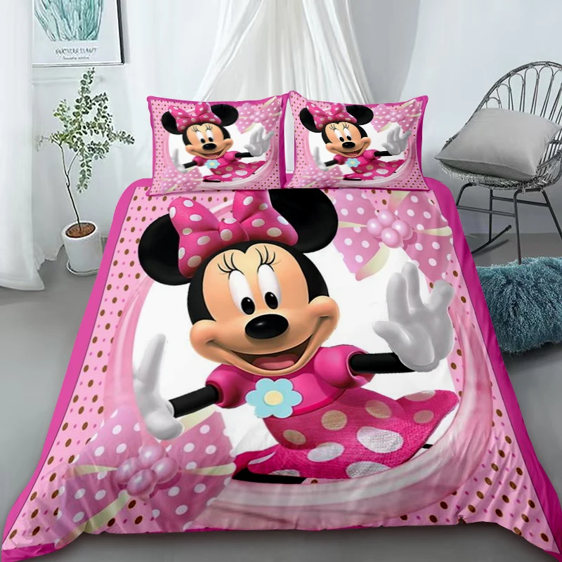 Новый детский пододеяльник с Минни розовый комплект постельного белья для