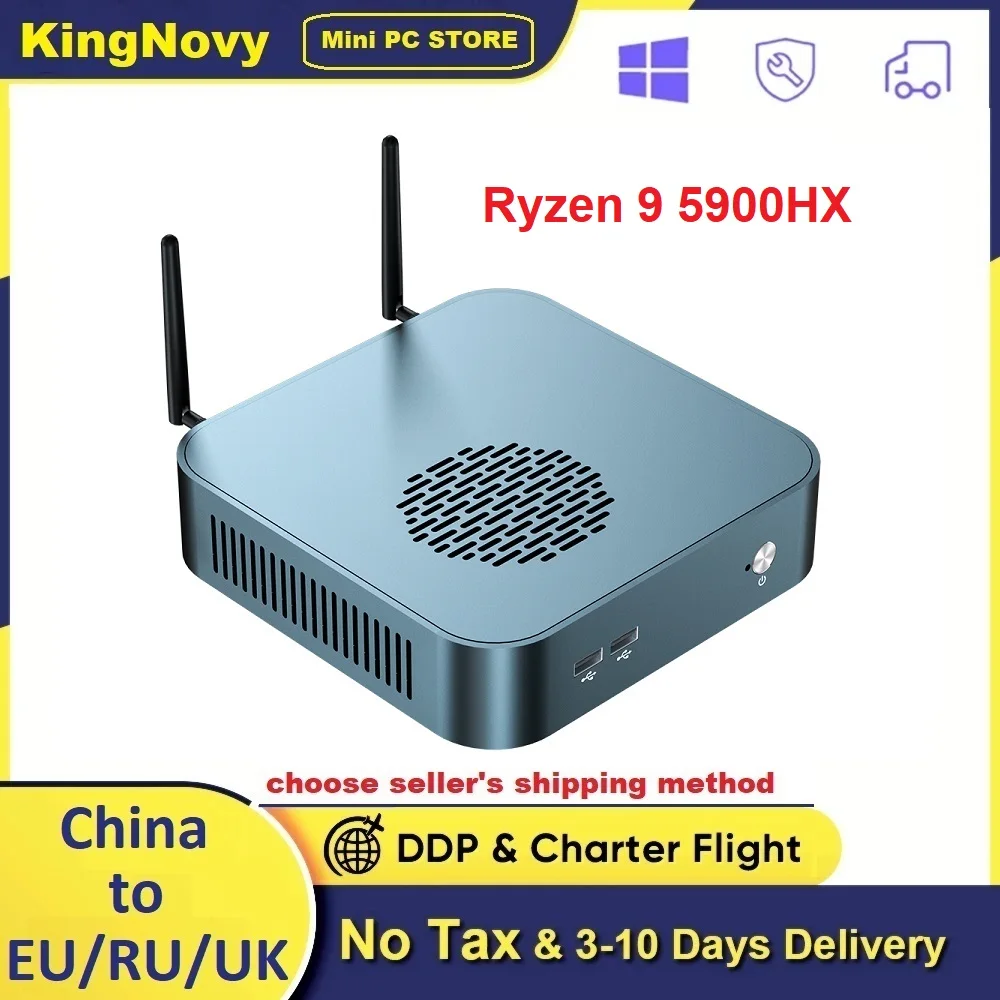 

Kingnovy NUC AMD Mini Gaming PC Ryzen 9 5900HX 8 Core 16 Threads TPM2.0 2*DDR4 PCIe SSD Desktop Computer Windows 11 WiFi6 BT5.2
