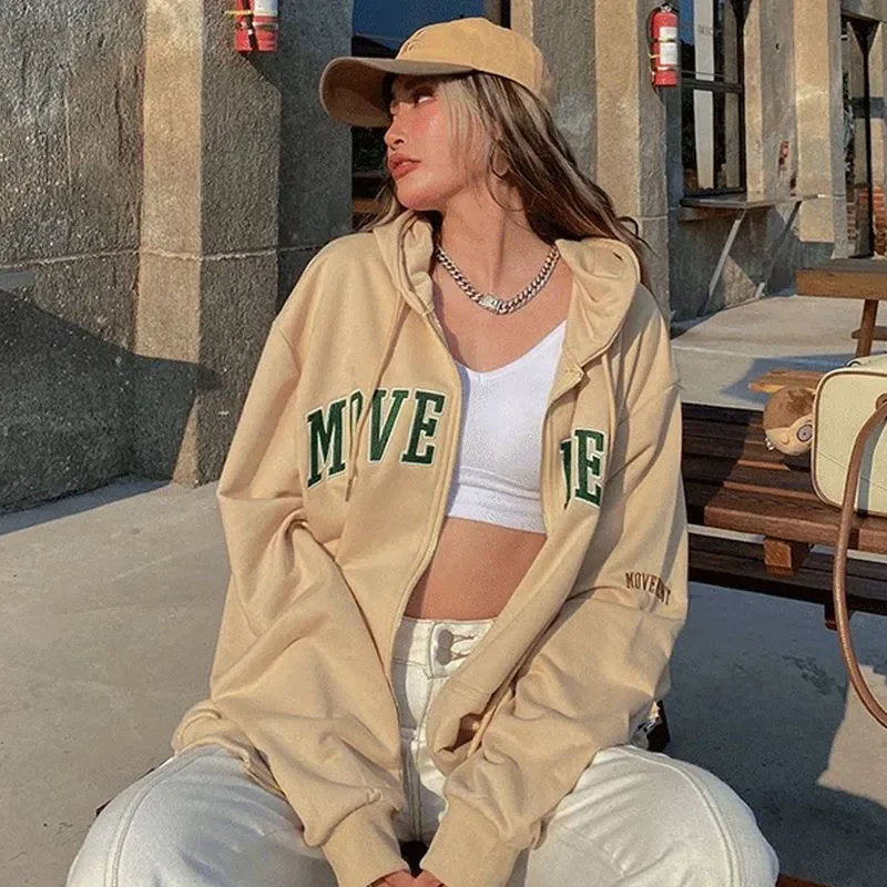 

NEW 2023 Y2K Vintage Women Hoodies Harajuku Aesthetic Zip Up Hooded Sweatshirt Long Sleeve 2023 E Girl Clothes Casual ins