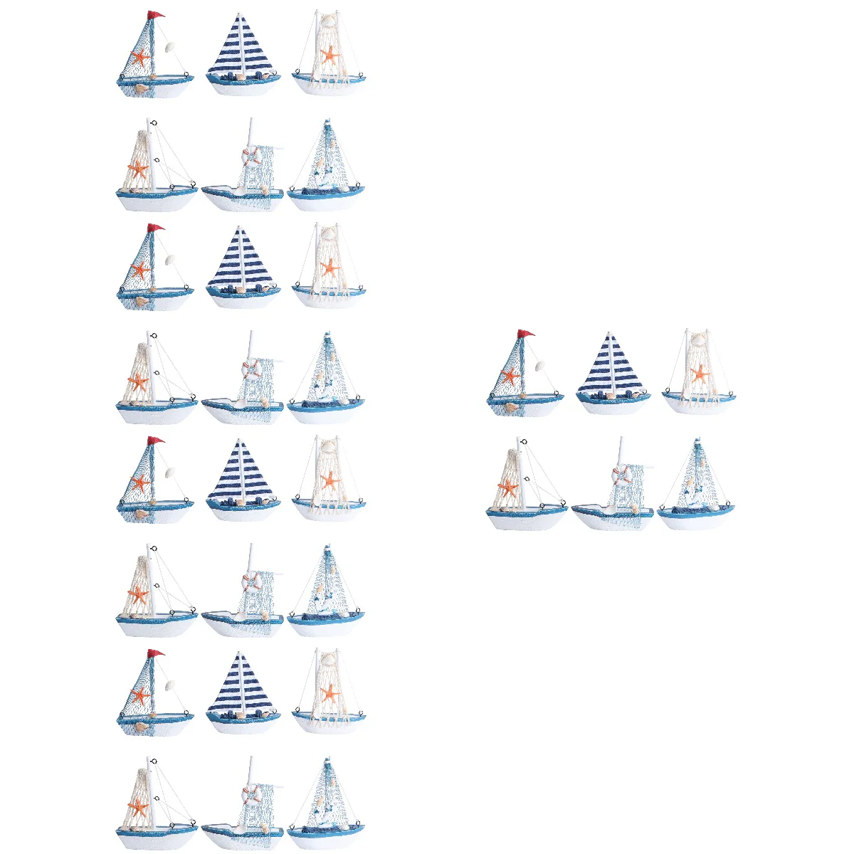 

30 Pcs Mediterranean Ship Desktop Ornaments Nautical Wooden Sailing Boat Ship Decor Random Style