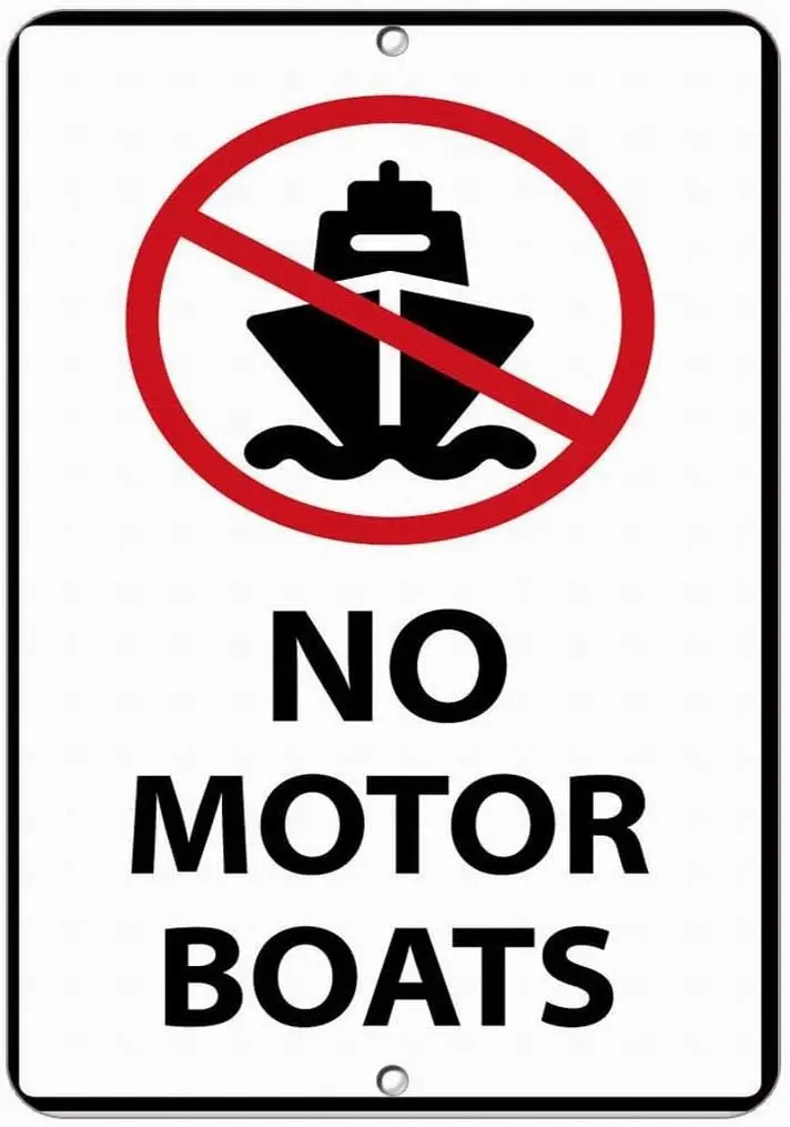 Notce Sgn Dnger Wrnng No Motorboots Securty 8x12 Tn Уличный уличный декор от PBoe