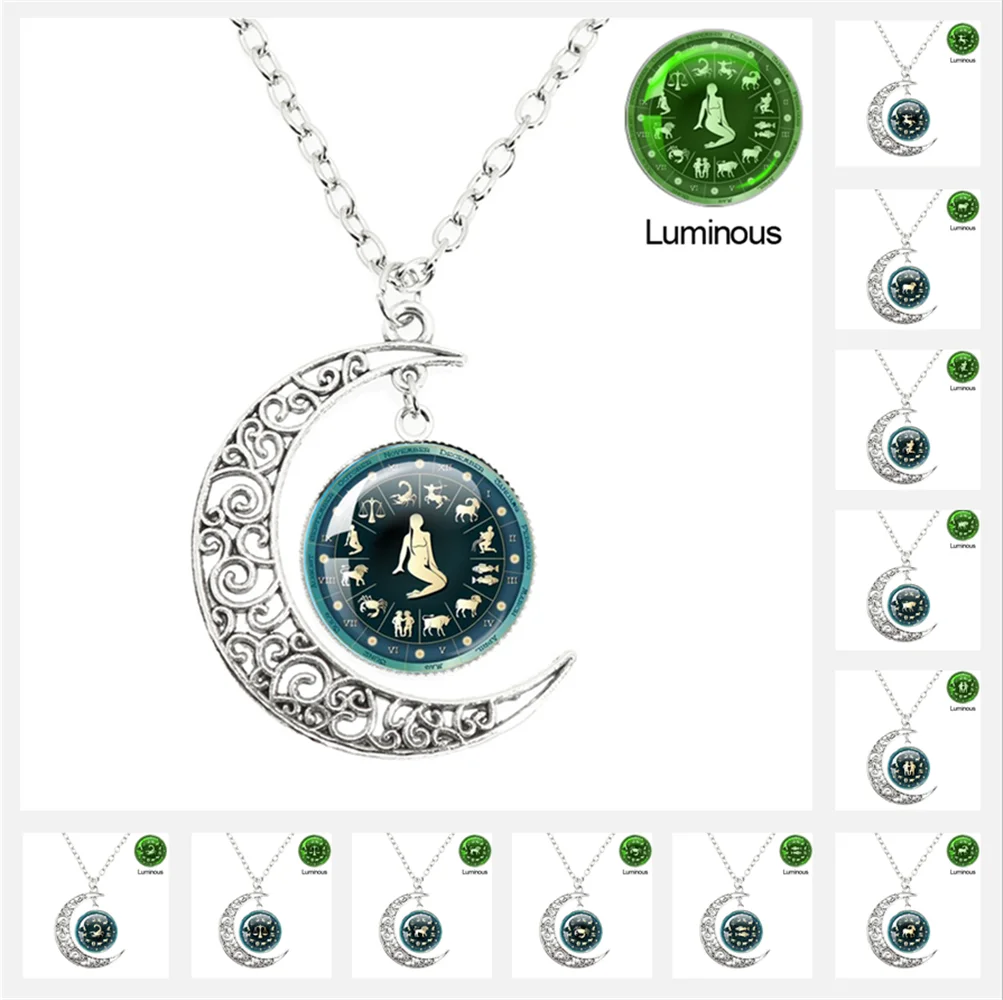 Новые цепочки с подвеской в виде Луны светящиеся созвездия 12 знаков ожерелья