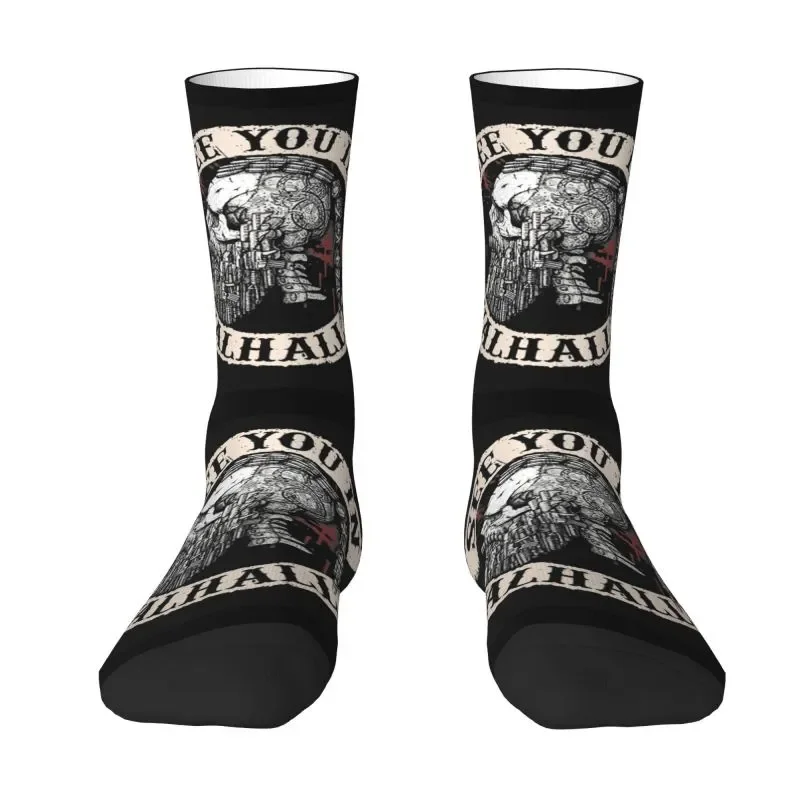 

See You In Valhalla Dress Socks Men Women Warm Fashion Viking Odin Ragnar Skull Warrior Crew Socks