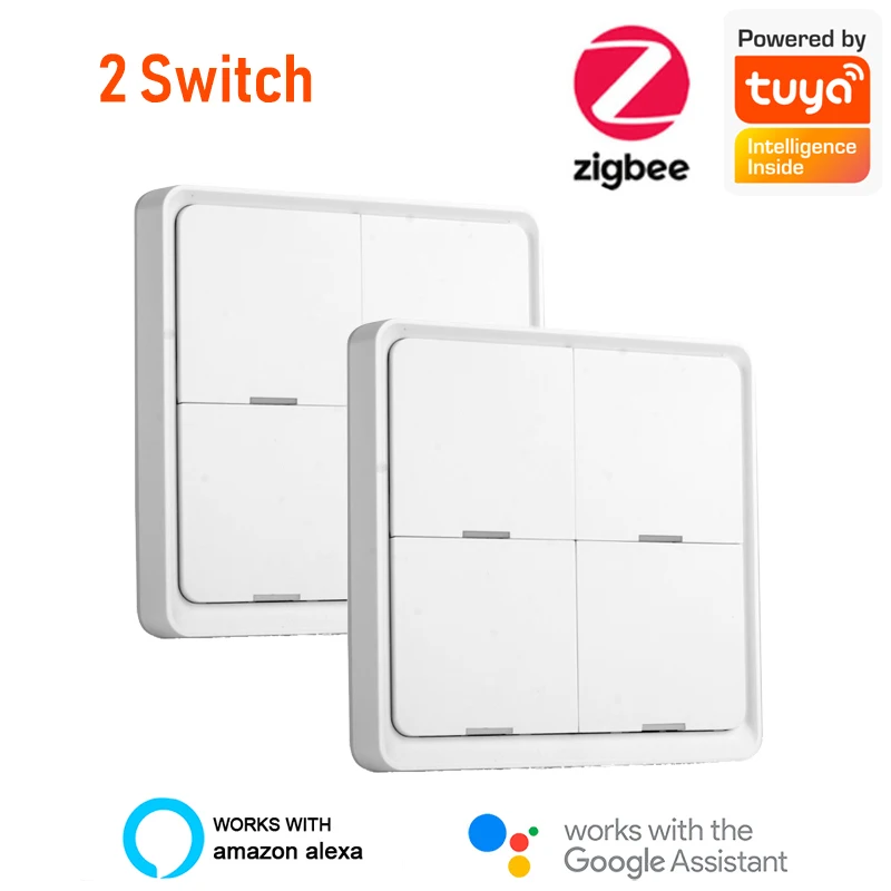 

ZigBee Smart Scene Button Switch 4 Gang Smart Life/Tuya App Multi-Control Association, Voice Control With Alexa,Google Home