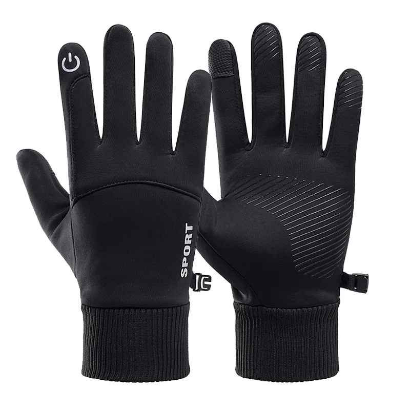 Men Winter Waterproof Cycling Gloves Outdoor Sports Running Motorcycle Ski Touch Screen Fleece Non-slip Warm Full Fingers | Спорт и