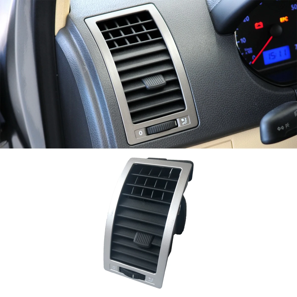 

6Q0819703 6Q0819704 6Q0858069 1pc Bright Silver Front Dashboard Air Vent For VW Polo Vento 9N Sedan Cross 6Q0858168 6Q0858719A