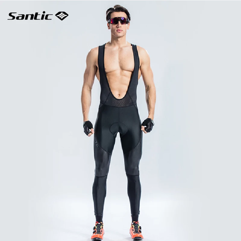 

Santic Men Cycling Tight Bib Pants Spring Summer Quick Dry Breathable Long Pants Imported Cushion Long-distance Bicycle Pants
